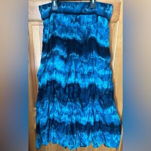 Solitaire Vibrant Blue Black Tie-Dyed Maxi Skirt Size L NWOT